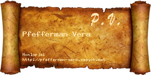 Pfefferman Vera névjegykártya